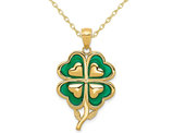 14K Yellow Gold 4-Leaf Clover Charm Pendant Necklace with Chain